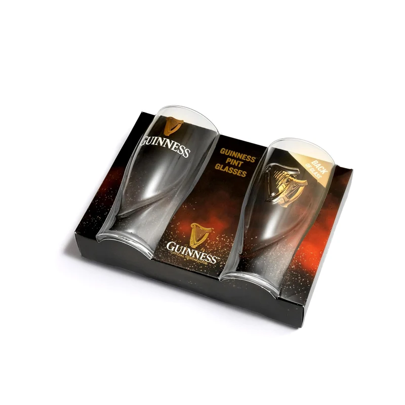 Guinness Pint Glasses 2 Pack – Official Harp Logo Beer Glass Set (20oz / 568ml)