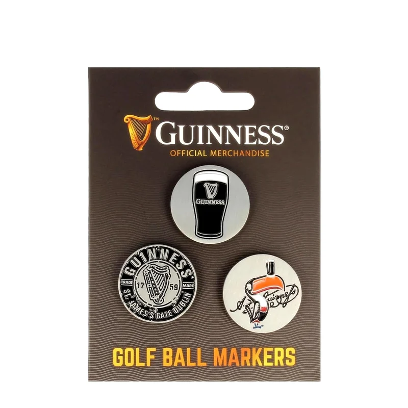 Guinness Golf Ball Markers Set – Official Guinness Branded Metal Markers (3 Pack)