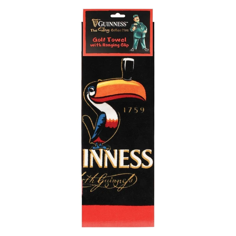 Guinness Toucan Golf Towel with Clip – Official Gilroy Collection Golf Accessory
