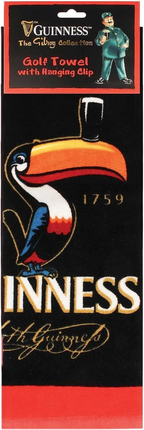Guinness Toucan Golf Towel with Clip – Official Gilroy Collection Golf Accessory