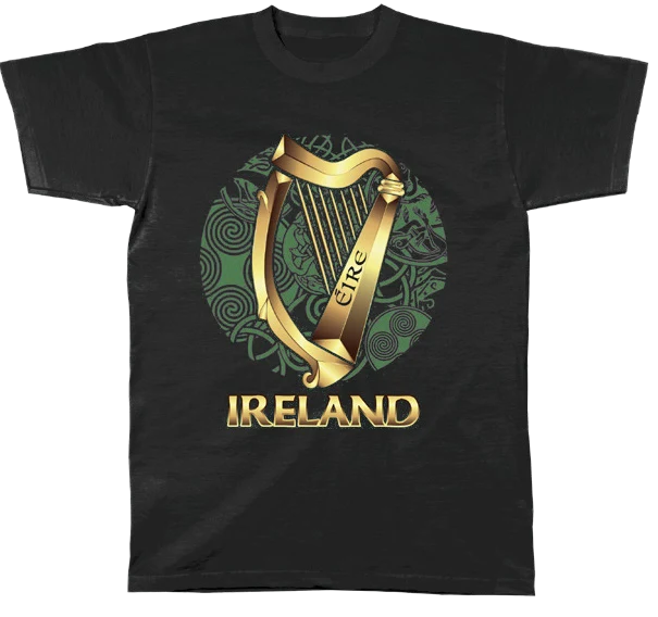 Ireland Éire Harp T-Shirt – Celtic Harp Irish Heritage Tee | Traditional Ireland Design