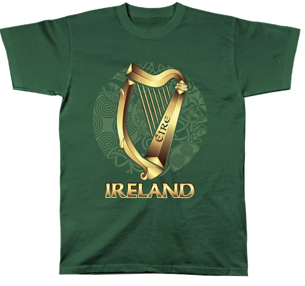 Ireland Éire Harp T-Shirt – Celtic Harp Irish Heritage Tee | Traditional Ireland Design