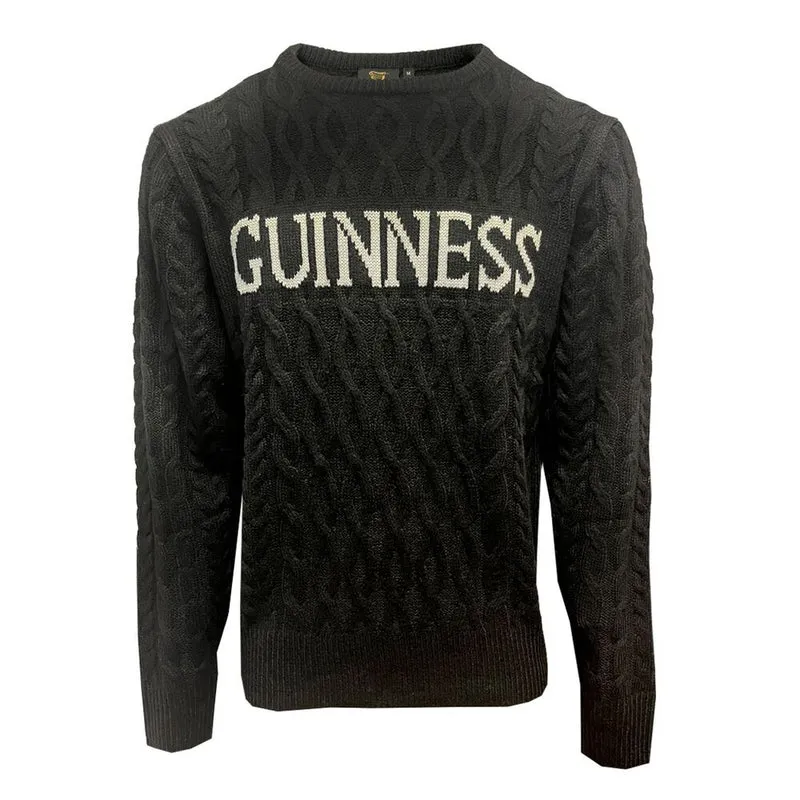 Guinness Aran Cable Knit Jumper – Black