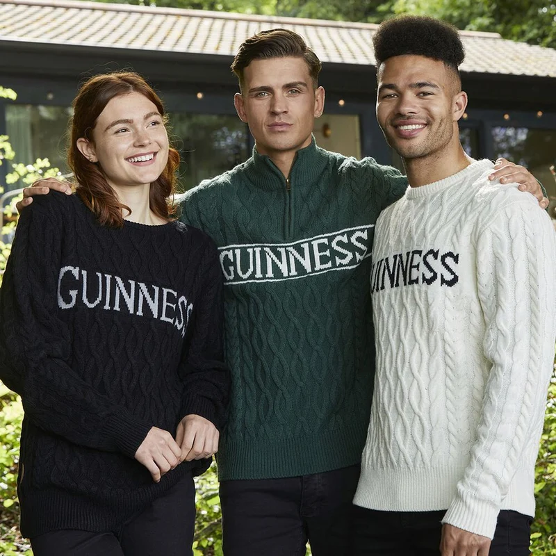 Guinness Aran Cable Knit Jumper – Black