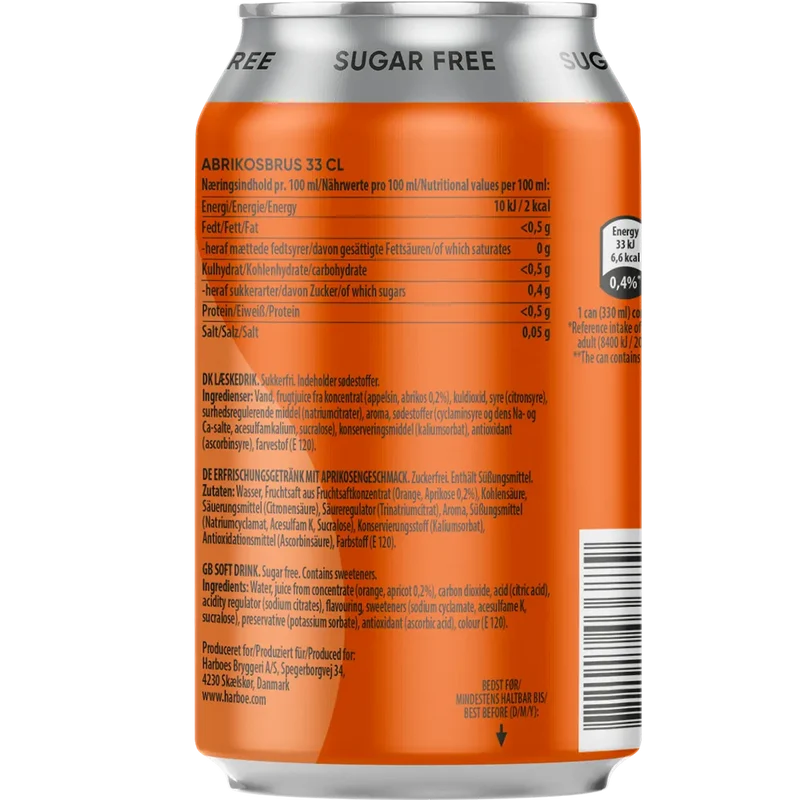 Harboe Abrikos 0% Sugar 24x0,33L Dose zzgl. DPG Pfand