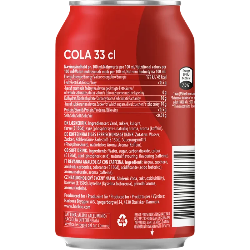 Harboe Cola 24x0,33L Dose zzgl. DPG Pfand