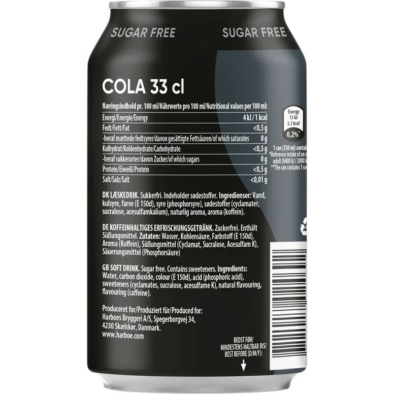 Harboe Cola 0% Sugar 24x0,33L Dose zzgl. DPG Pfand