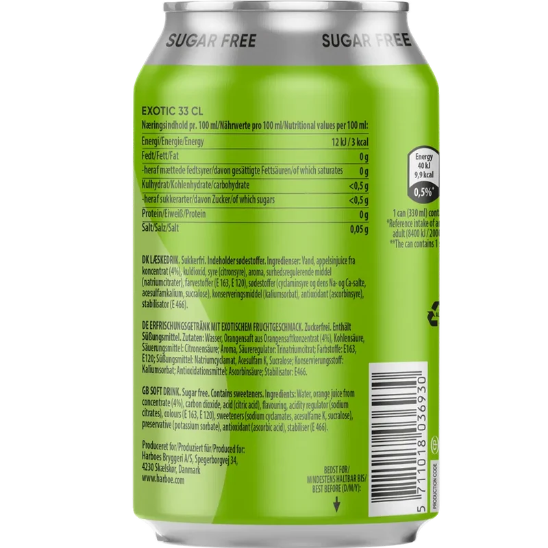 Harboe Exotic 0% Sugar 24x0,33L Dose zzgl. DPG Pfand