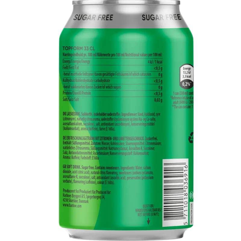 Harboe Topform 0% Sugar 24x0,33L Dose zzgl. DPG Pfand