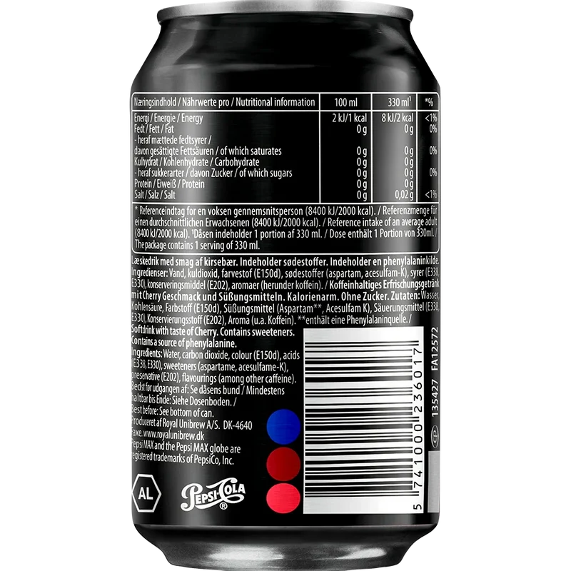 Pepsi Max Cherry 24x0,33L Dose zzgl. DPG Pfand