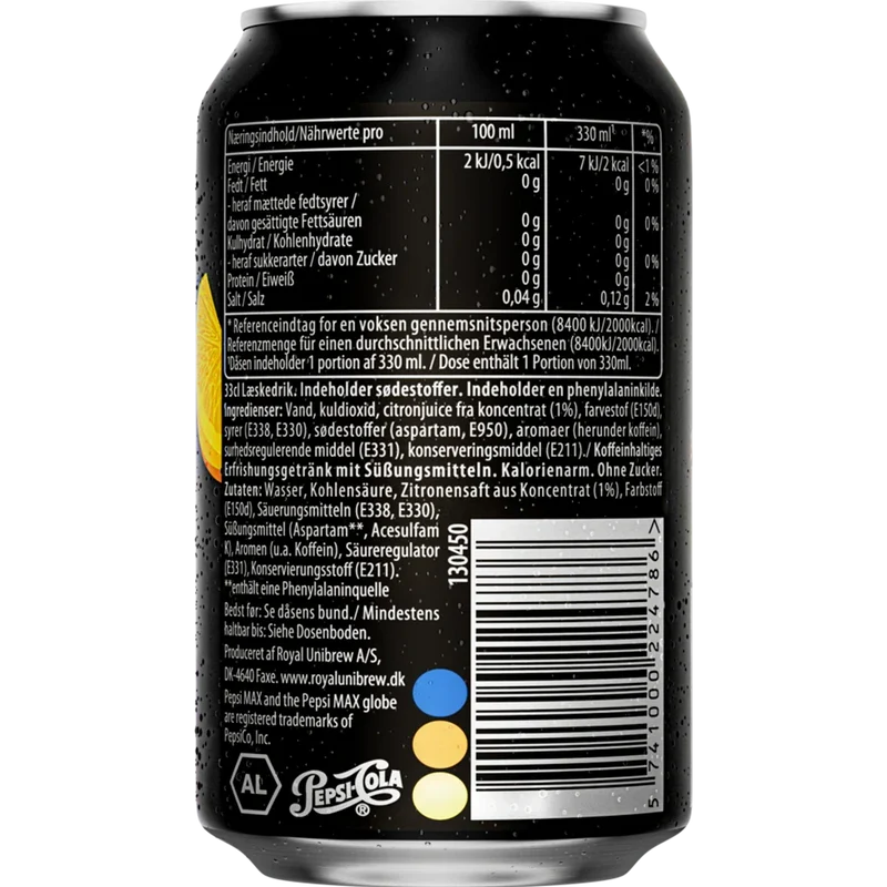 Pepsi Max Lemon 24x0,33L Dose zzgl. DPG Pfand