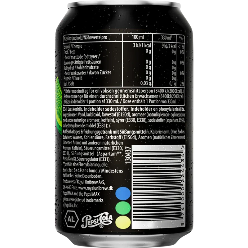 Pepsi Max Lime 24x0,33L Dose zzgl. DPG Pfand