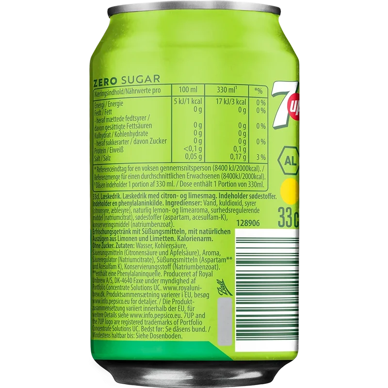 Seven-Up Zero Sugar 24x0,33L Dose zzgl. DPG Pfand