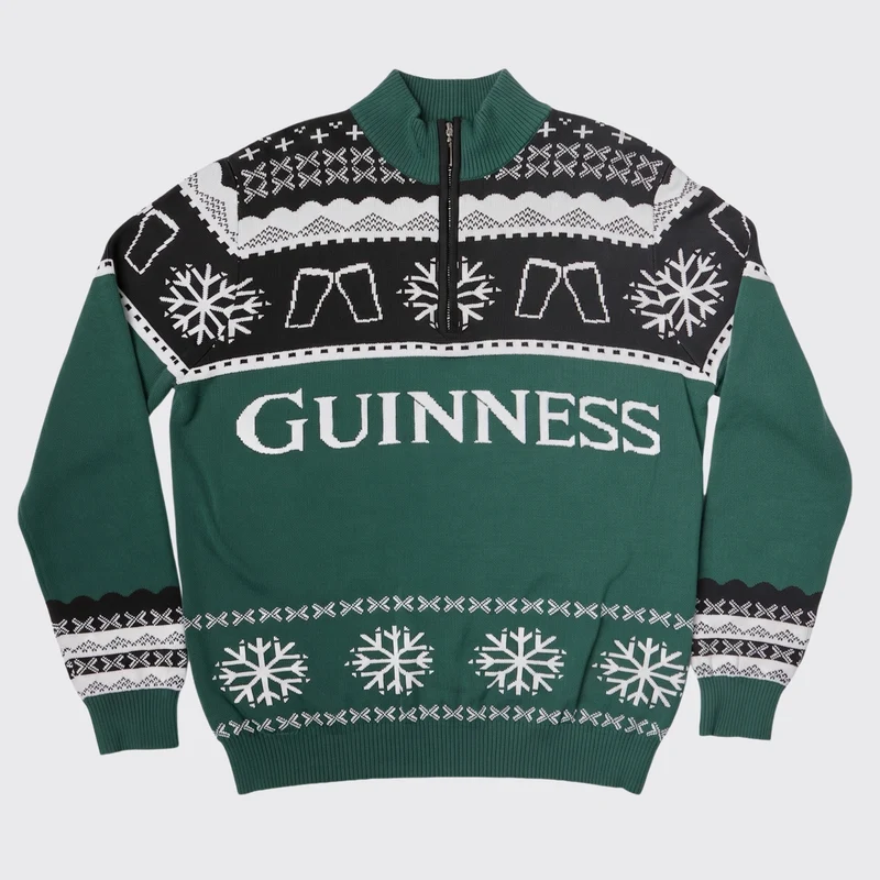 Guinness Holiday Quarter Zip Sweater - Green & Black