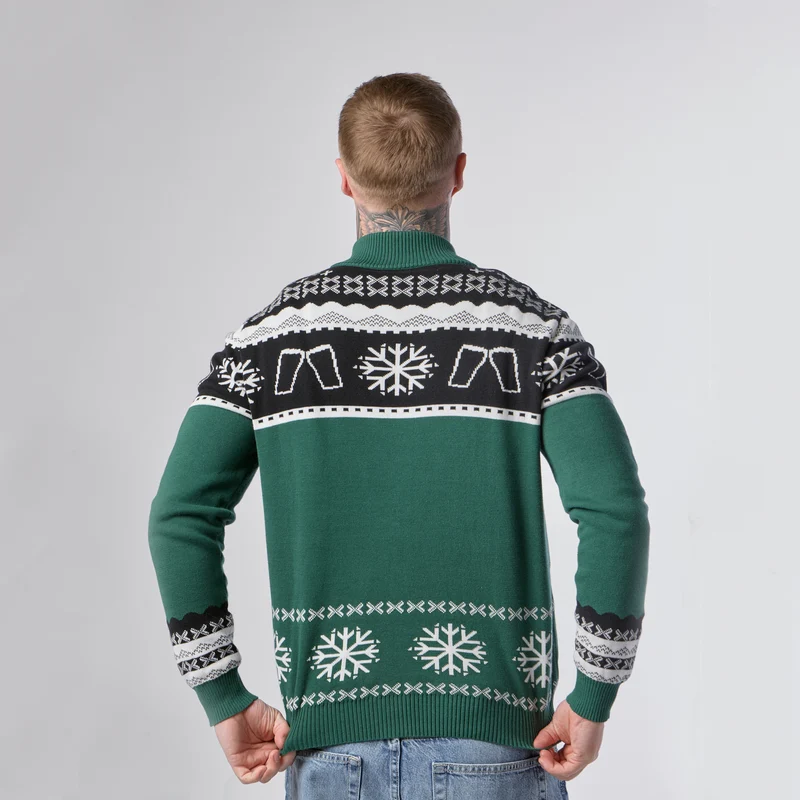 Guinness Holiday Quarter Zip Sweater - Green & Black