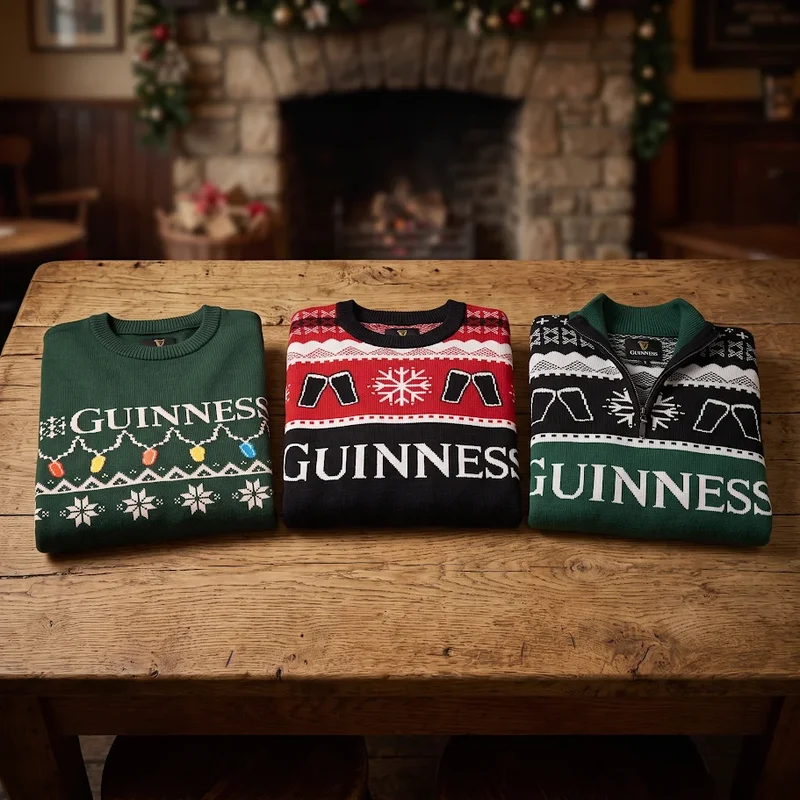 Guinness Holiday Quarter Zip Sweater - Green & Black