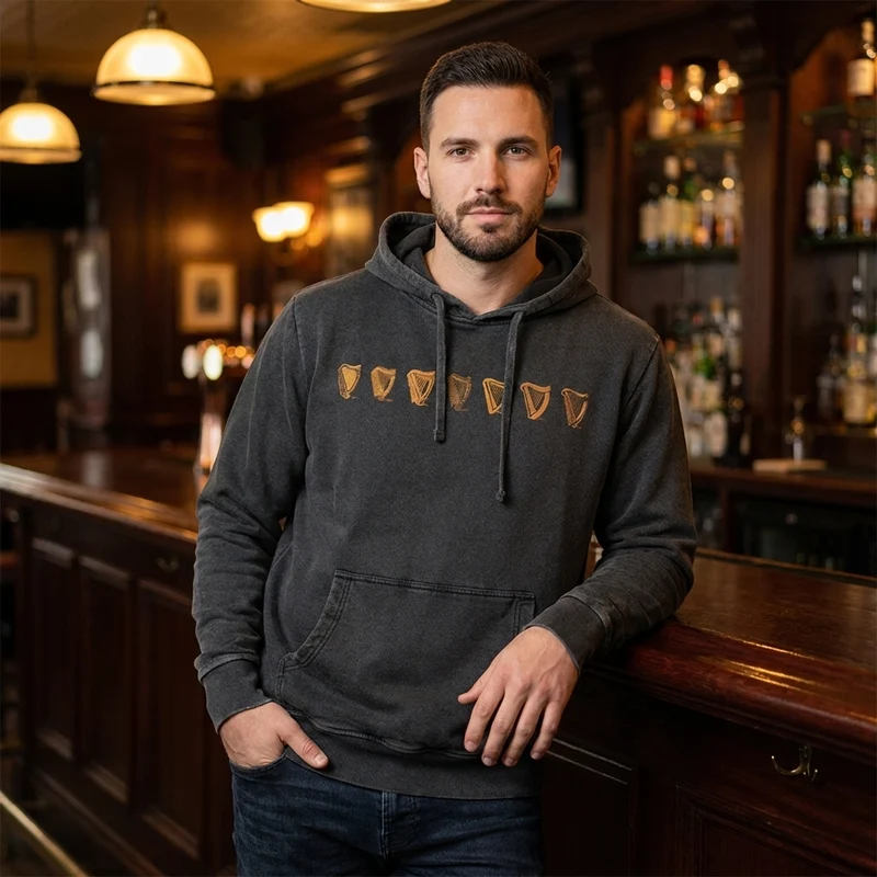 Guinness Evolution of the Harp Distressed Hoodie – Black