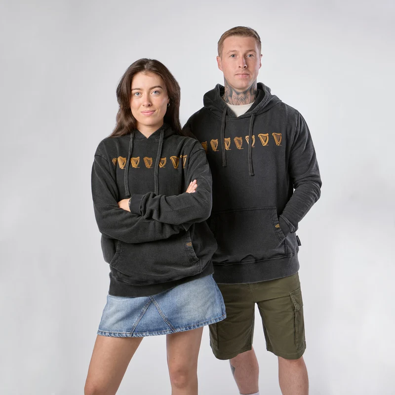 Guinness Evolution of the Harp Distressed Hoodie – Black