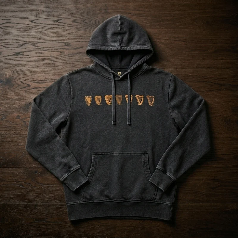 Guinness Evolution of the Harp Distressed Hoodie – Black