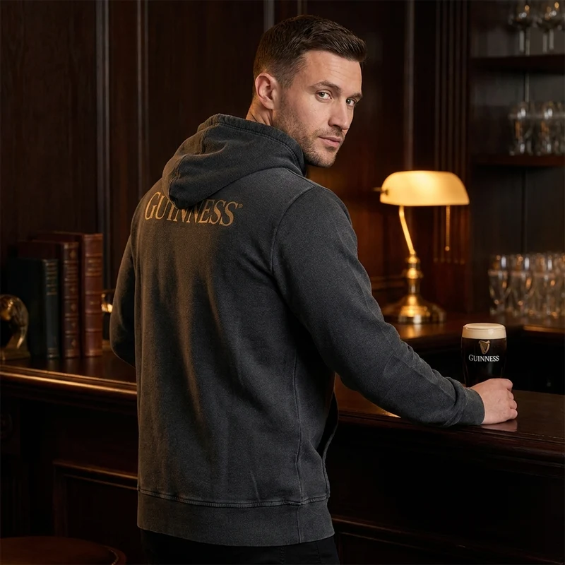 Guinness Evolution of the Harp Distressed Hoodie – Black