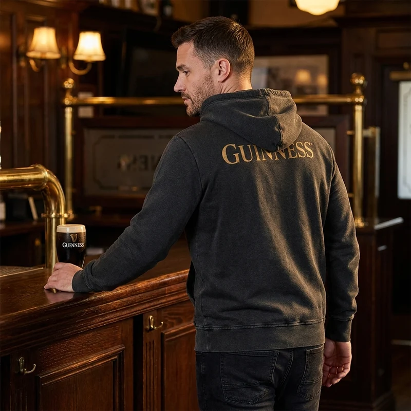 Guinness Evolution of the Harp Distressed Hoodie – Black