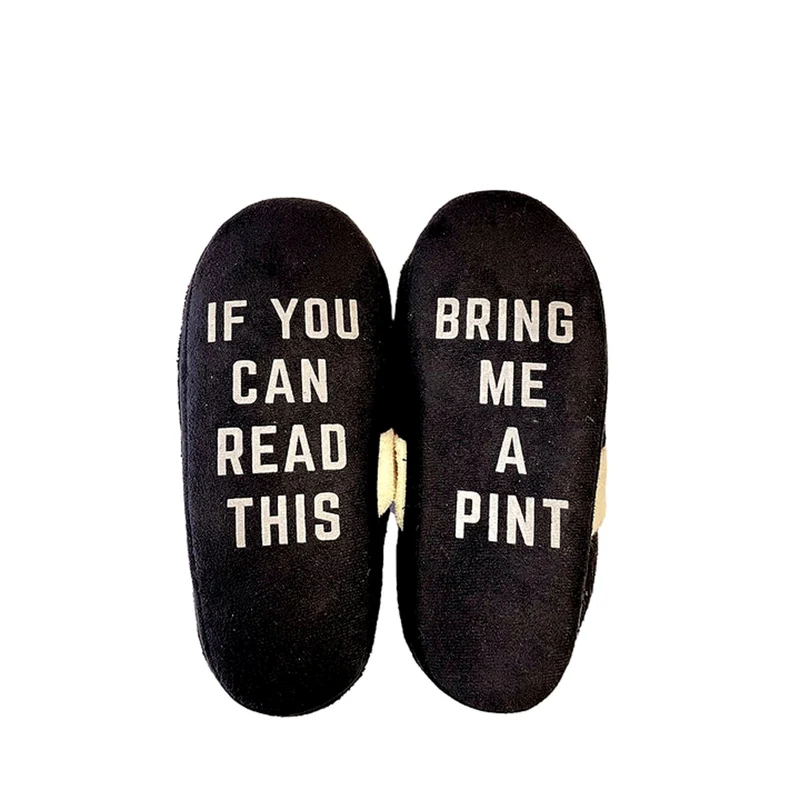 Guinness Bring Me A Pint Slippers – Black Novelty Slippers (Small)
