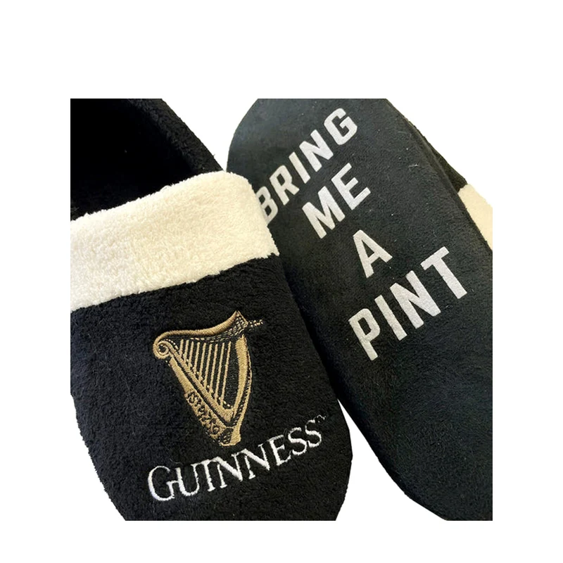Guinness Bring Me A Pint Slippers – Black Novelty Slippers (Small)