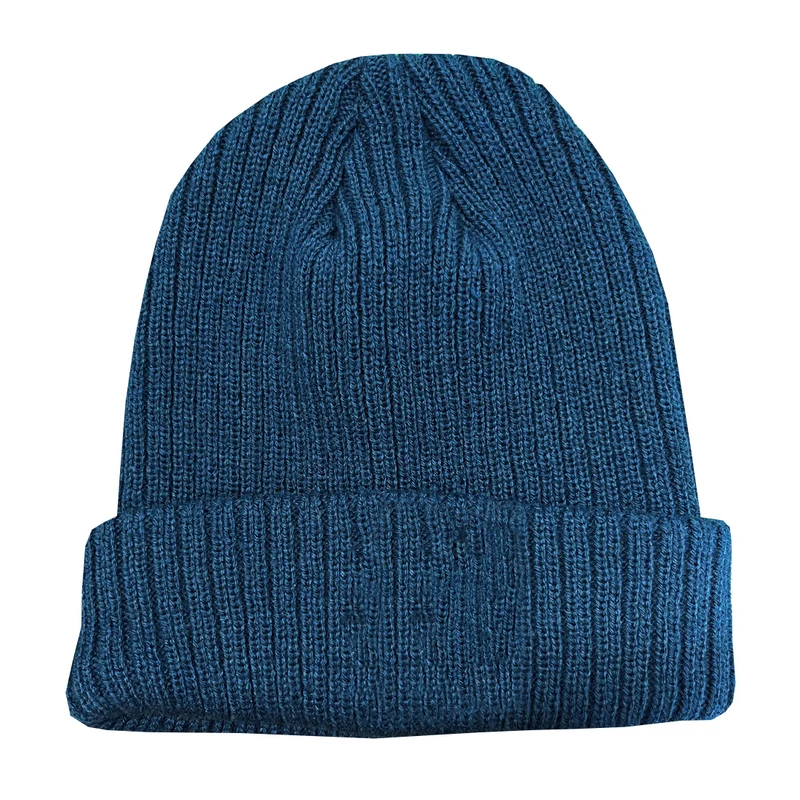 Guinness Knitted Ribbed Turn Up Beanie Hat, Airforce Blue, with Toucan logo