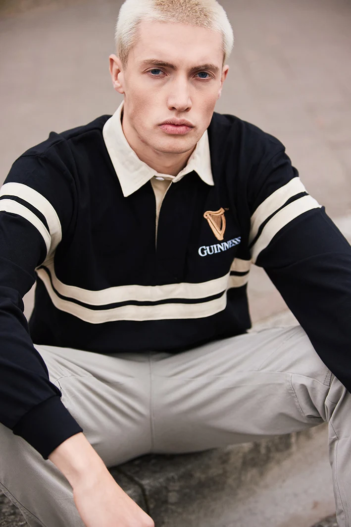 Guinness Cream and Black Rugby shirt