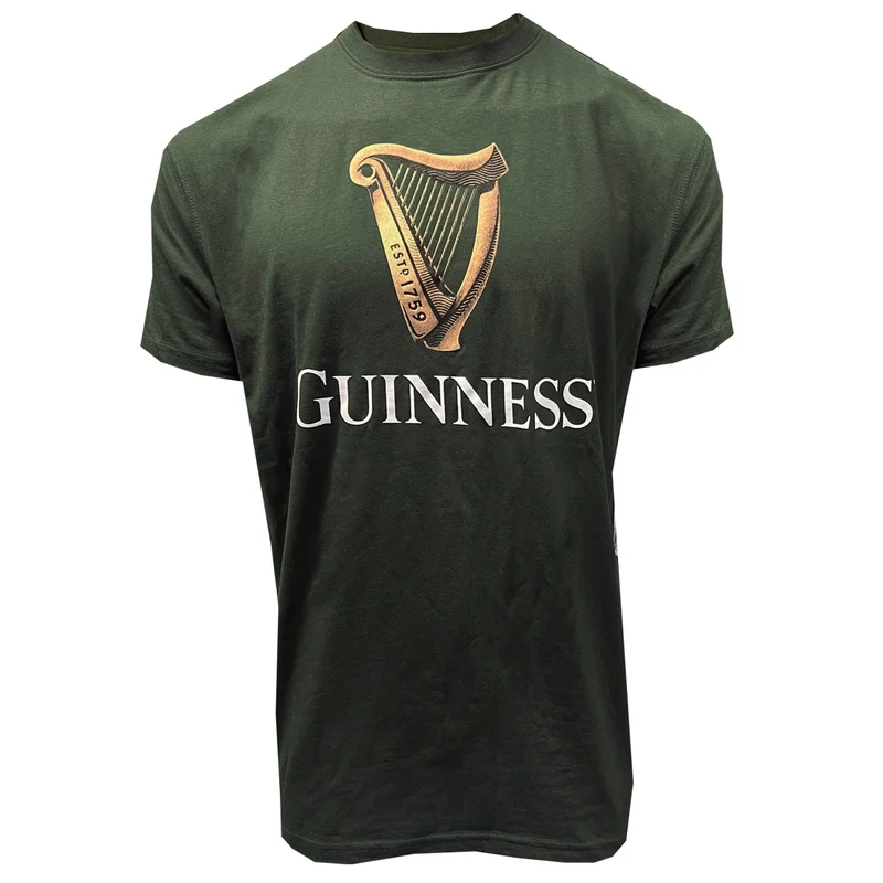 Green Guinness Classic T-Shirt With An Irish Gold Harp Design