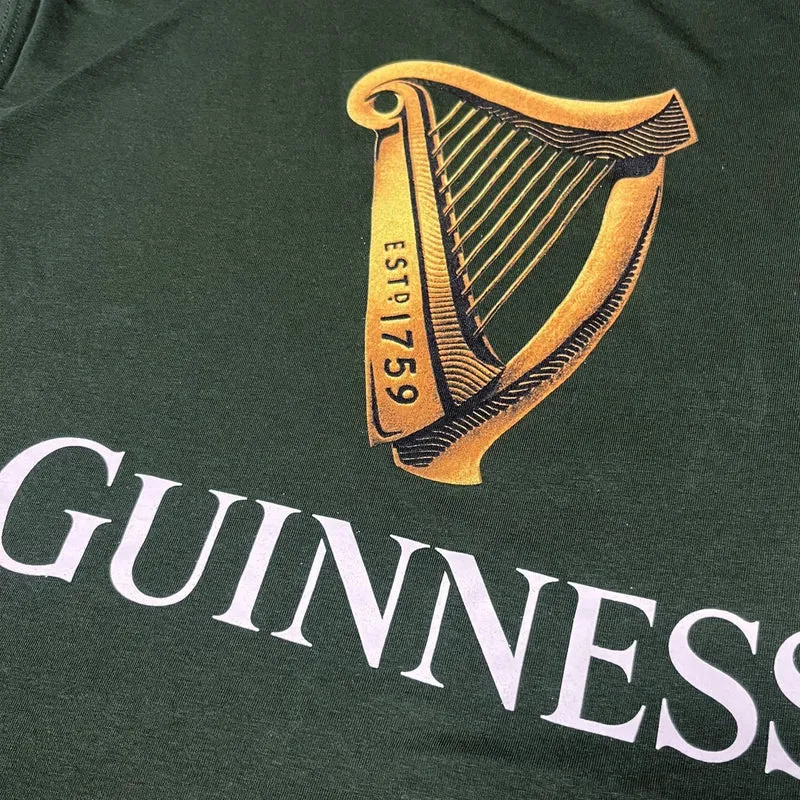 Green Guinness Classic T-Shirt With An Irish Gold Harp Design