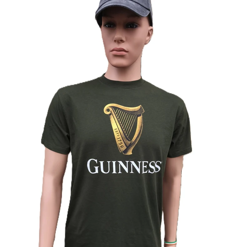 Green Guinness Classic T-Shirt With An Irish Gold Harp Design