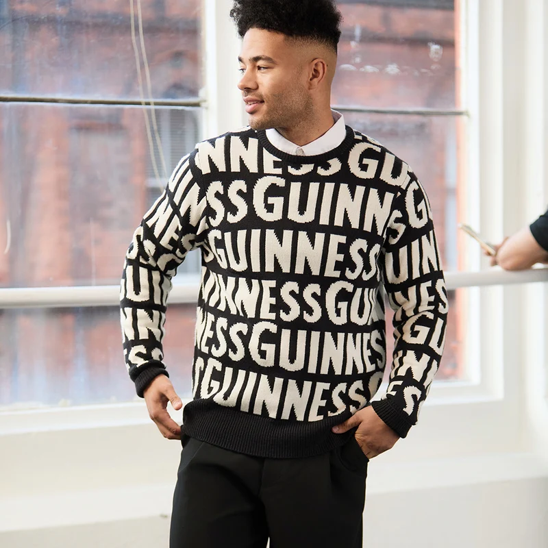 Guinness™ Black and White All-Over Logo chunky Sweater