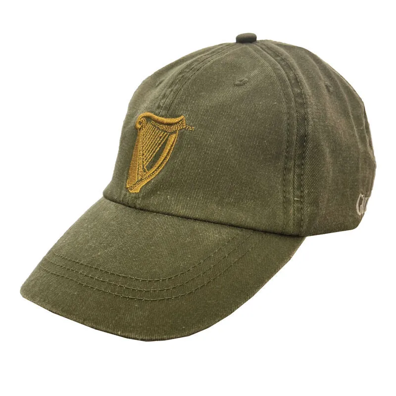 Guinness Harp Bottle Green Washed Baseball Cap