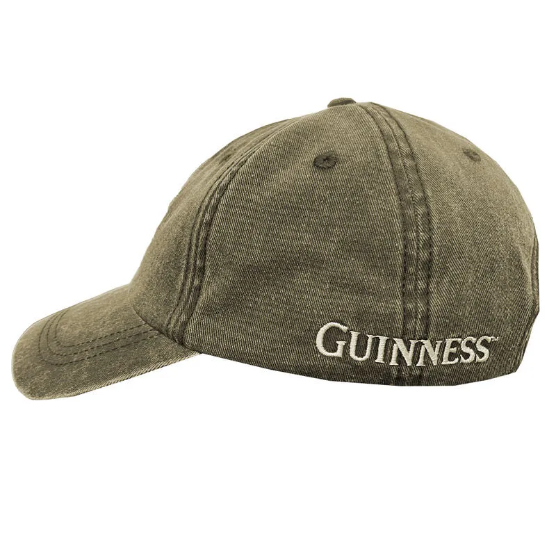 Guinness Harp Bottle Green Washed Baseball Cap