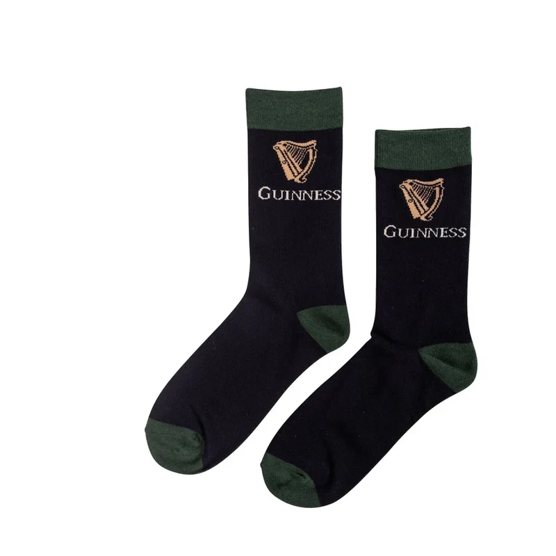 Guinness Socks, Guinness and Harp logo, Black and dark Green