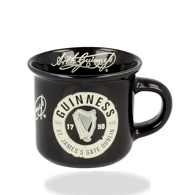 Guinness Enamel Mug, St James's Gate Label, Black