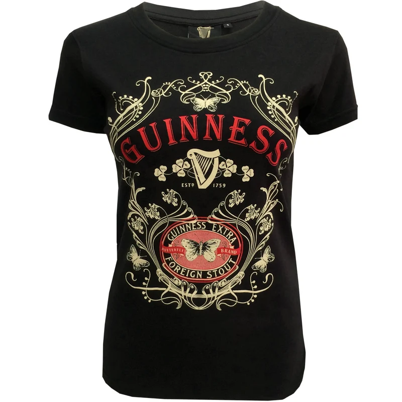 GUINNESS BUTTERFLY BRAND LABEL WOMAN T-SHIRT