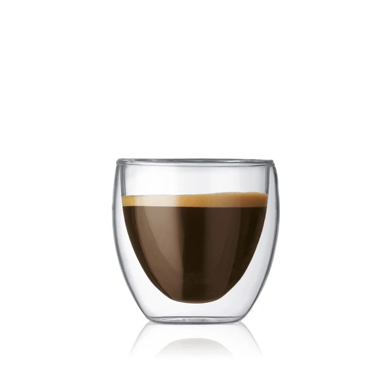 Bodum Doppelwandige Espressogläser Pavina - Patentiertes Ventil - 80 ml - 6 Stück