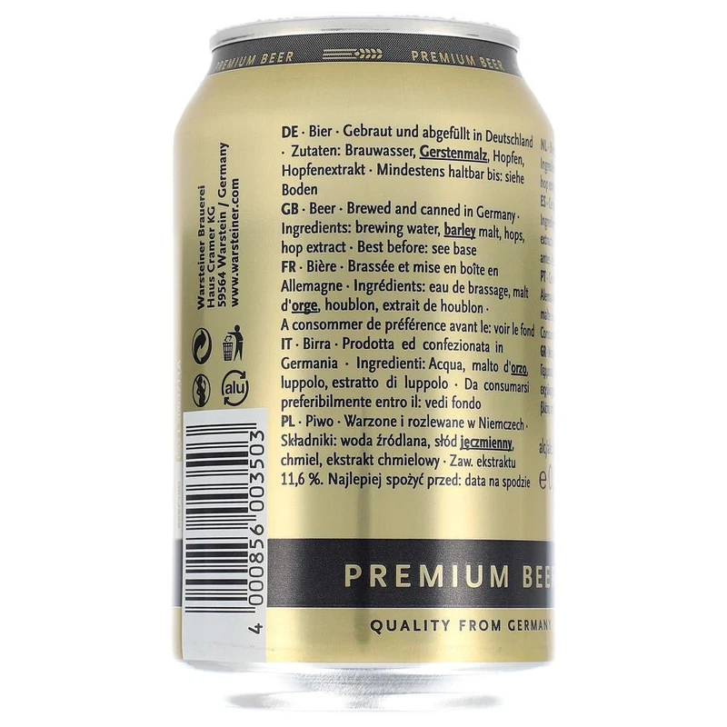 Warsteiner Premium 4,8% 24x0,33L Dose zzgl. DPG Pfand