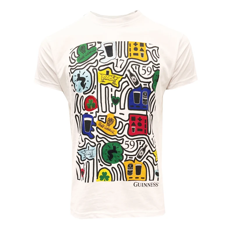 Guinness White Graphic Doodle T-Shirt