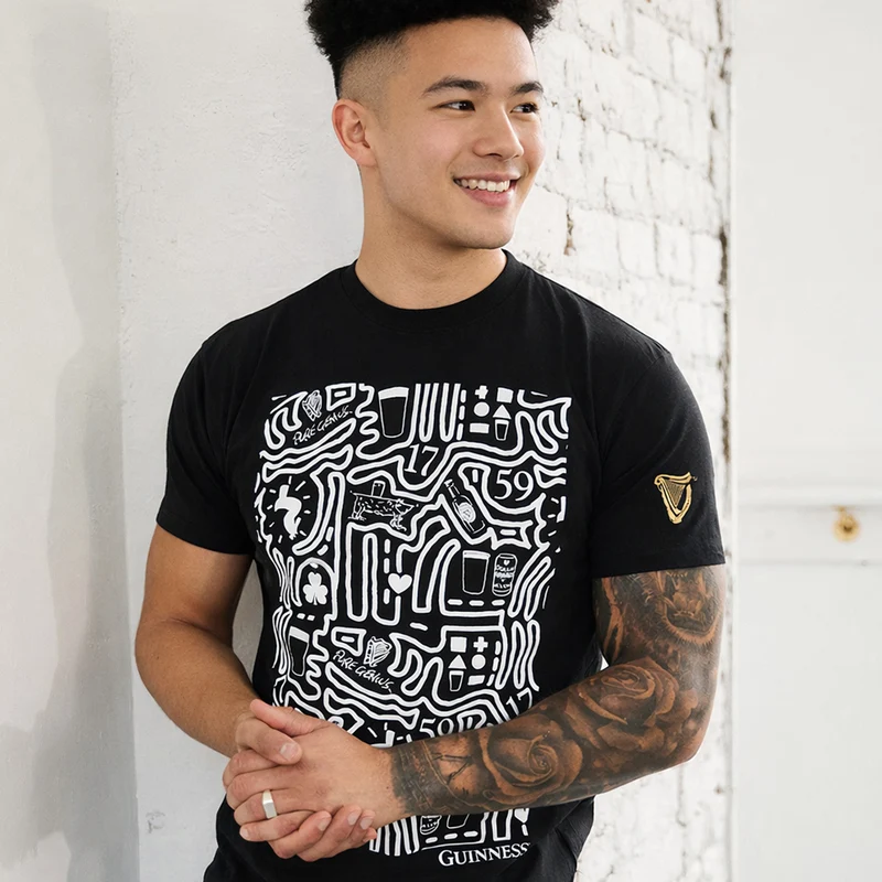 Guinness Black Graphic Doodle T-Shirt