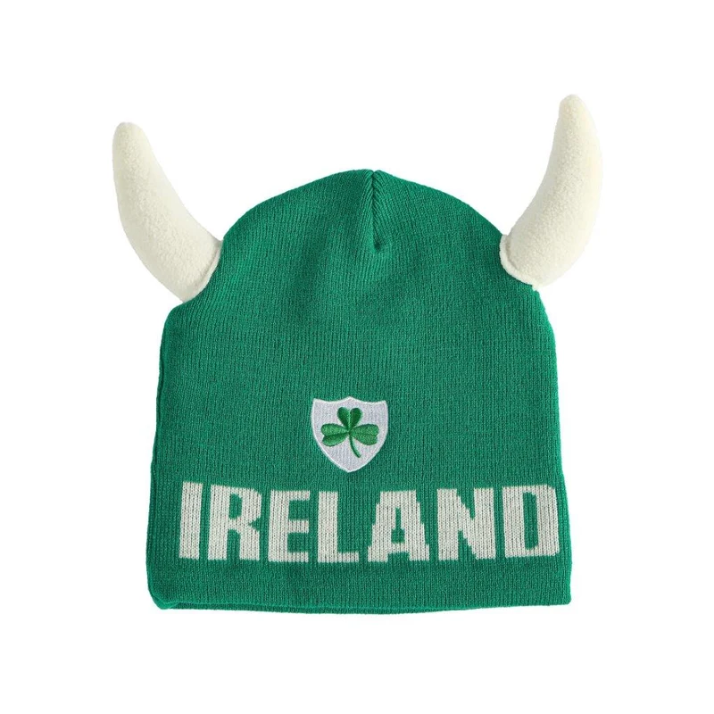Adults Ireland Horned Green Beanie