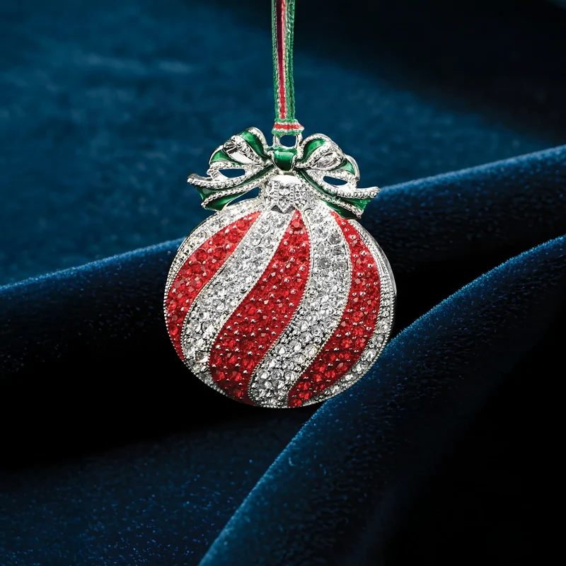 Red & Clear Stone Bauble Christmas Tree Decoration