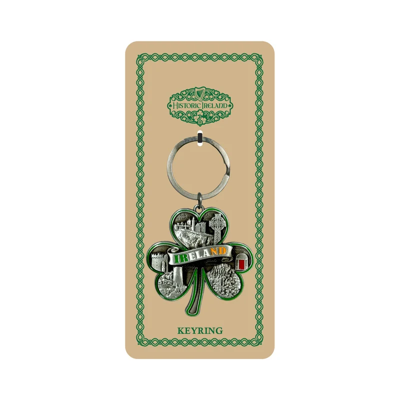 Ireland Shamrock Shaped Metal Keyring