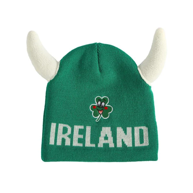 Kids Horn Beanie Hat Green