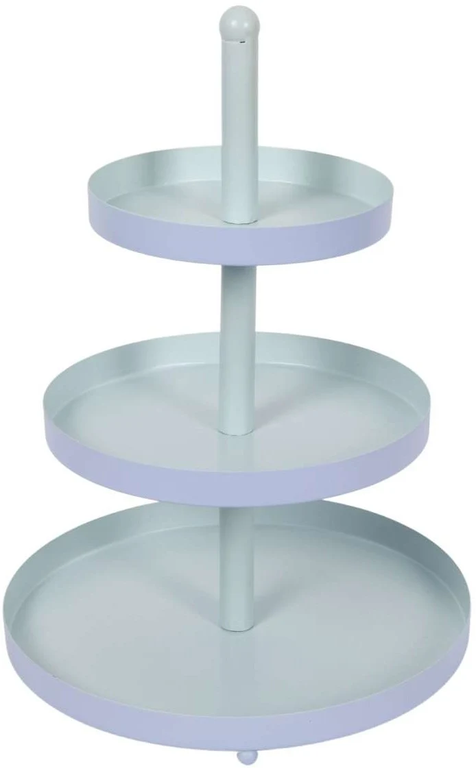 Cookinglife Etagere Metall - Blau / Mint - ø 15, 20 & 25 cm - 3-stufig - 35 cm hoch