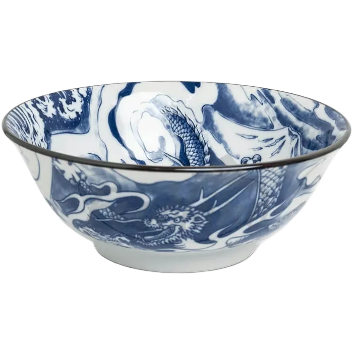 Bowl Blauer Drache Ø20.5cm H8 Japanische Steingut Schale