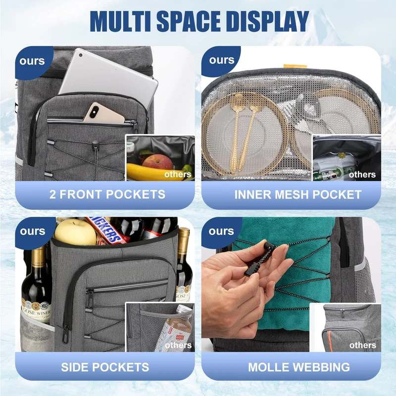Backpack Cooler Insulated Leak Proof for Men Women 36 Cans Soft Cooler Backpack Insulated Waterproof Large Capacity Coolers Bag Portable for Lunch Camping Travel Picnic Hiking Deep Grey