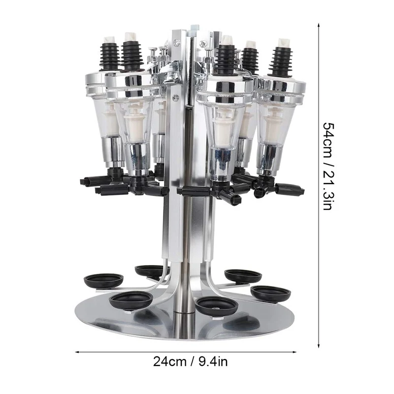 Liquor Dispenser, Alcohol Bar Rotating Liquor Holder Stainless Steel 6 Bottle Professional Revolving Liquor Dispenser